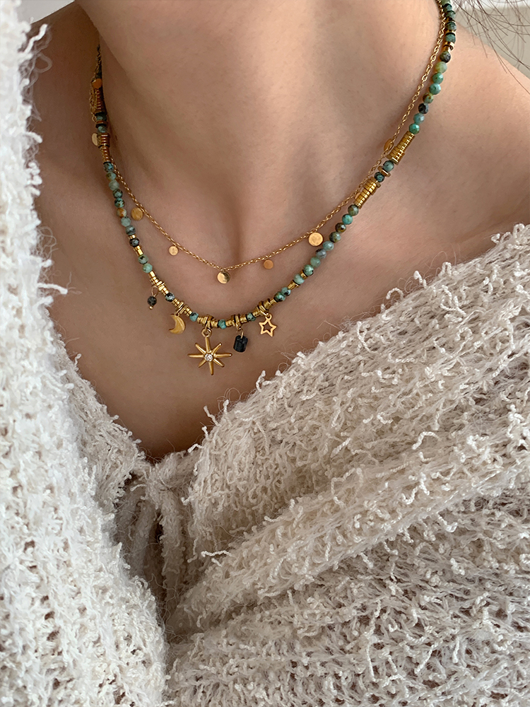 Vintage Item - Peri'sBox Vintage Natural Stone Beads Necklace