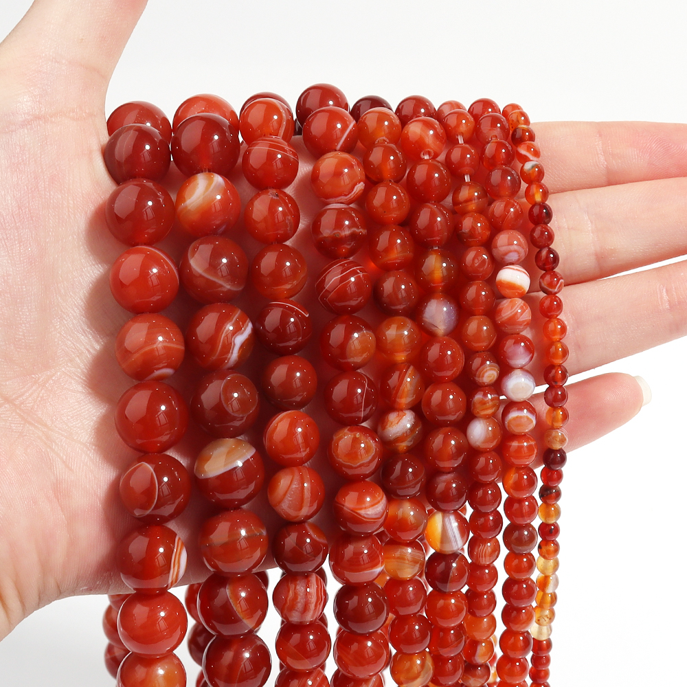 1 Strand Red Striped Agate Nat - Vintage Collectible Item 评论和价格